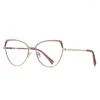 Óculos de sol quadros 55mm lente clara azul filtro de luz óculos para mulheres armação de metal olho de gato vermelho 3105