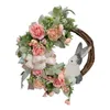 Decorative Flowers Easter Wreath Decoration 15in For Front Door Spring With Faux Greenery And Egg