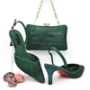 Sandales magnifiques Fuchsia talons fins 7cm femmes chaussures à bout pointu match sac à main en cristal pompes de dressage africaines et ensemble de sacs QSL071