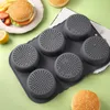 Silicone Hamburger Bun Mold 6 Cavity Loaf Pan Baking Tool High-temperature Resistant Oven Baking Plate Bread Mold W0192