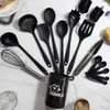 Pink 18Pcs Food Grade Silicone Kitchen Cookware Utensils Turner Spatula Measuring Spoon Practical Cooking Tool Kitchenware Set 240219