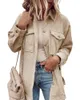 Женские блузки 2024, женский осенне-зимний кардиган, пальто с карманами, вельветовая однобортная рубашка с лацканами, повседневная однотонная рубашка