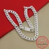 Łańcuchy 925 srebrne 10 mm 20 22 24 -calowy łańcuch kubański Naszyjnik Colar de prata for Women Men Fine Biżuteria Prezenty urodzinowe 234W