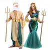 Halloween costumes for adult couples Sea King mermaid costumes ancient Egyptian queen Cleopatra pharaoh and queen performance costumes