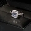 Bague de promesse de diamant de laboratoire taille émeraude 2ct, ensembles de bagues de fiançailles en argent sterling 925 pour femmes, bijoux de fête de mariée2496