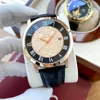 Wristwatches 2024 Mens Automatic Mechanical Watch Rose Gold Stainless Steel Black Leather White Rome Dial Sapphire 42mm