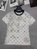 T-shirt Femme Designer L V T-shirt pour femme 2024 début du printemps Jacquard imprimé complet Chemise en coton fin pour le design de printemps T-shirt à manches courtes Femme Vêtements 88qq