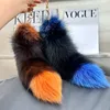 40cm/16" Real Genuine Fox Fur Tail Keychians Cosplay Toy Car KeyChain Bag Charm Pendant Gift