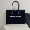 Designer Tote bag RIVE GAUCHE shopping bag Linen and Leather HandBag Straw Letter Designer Tote Women's Underarm Shoulder Bag Beach Bags