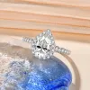 Ringar Attagems Pear Cut 2.0ct D Color VVS1 Luxury Moissanite Ring 925 Sterling Silver Pure 18K 14K 10K 10 Gold Engagement Ring for Women