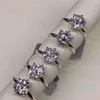 925 Silver Moissanite Certified Diamond Ring Test Canon Classic 6 Claw Crown Design D F Color VVS Clarity 3Ex Eternal Cut Shine239e