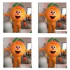 Mascot kostymer halloween högkvalitativ orange durian fruktdräkt för festtecknad karaktärsförsäljning Support Anpassning Drop Deliv DHFET
