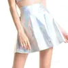 Projektowne spódnice kobiety plisowane łyżwiarki A-line Lets Loski Metalowy holograficzny holognoże
