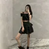 Skirts Gothic High Waist Belt Pleated Mini Skirt Women 2024 Fashion Streetwear Korean Womens Hip Hop Cargo Punk Sexy