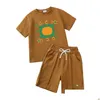 Kläderuppsättningar i lagerdesigner Kidskläderuppsättningar Bomull T-shirt byxor Set mode märke Tryck barn 2 stycke Pure Baby Boys Gir Dhdfj
