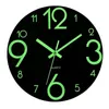 ウォールクロック12インチの木製時計グローインザダークダークブラウンMDF白い数字サイレントホームデコレーションモダン