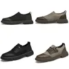 Primavera nuove scarpe casual da uomo nero marrone grigio scarpe da lavoro scarpe in pelle alla moda cuciture in tessuto slip-on scarpe versatili traspiranti GAI