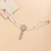 Collana di perle multistrato di moda per le donne Eleganti strass lucidi Esagerata catena di clavicola Fascino Ragazze Tendenza Gioielli al collo 240222