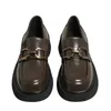 Dress Shoes Thick Soled Brown Loafers For Women's Spring And Autumn Small Leather Christmas Gift