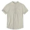 Heren T-shirt met korte mouwen, katoen en linnen, casual heren-T-shirts, effen kleur, zomershirt, mannelijk, ademend