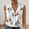 Camicette da donna Camicia da donna vintage senza maniche modello squisito camicetta estiva traspirante elegante con stampa floreale non sbiadita