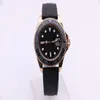 Men's Mechanical Watch 268655 Business Fashion Modern Ceramic Circle Sapphire Mirror Black Surface Rubber Strap Gold Case279T
