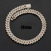 Hiphop 18mm isad ut Moissanite Sterling Silver Chain Full Cuban Chunky Link Box Clasp Baguette Men Necklace