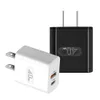 A+C 40W Type-C och QC 3.0 Fast Wall Cellphone Charger US EU Plug för iPhone Xiaomi Huawei All Smart Phone med boxpaket