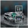 Anillos de racimo Nueva moda apilable Sier Plating Zircon Ring para mujeres 5 colores Rhinestone con incrustaciones de compromiso Boda de moda Dhgarden Dhbbc