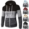 Men's Hoodies 2024 Patchwork Casual Slim Zipper Coat Outdoor Autumn Winter Jacket Sport Fashion Long Sleeve Hooded Pullover