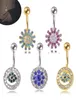 DS85 Flower Dangle Belly Button Rings Body Piercing Navel Bar 14G Full Crystal Evil End Ends Flower Shape Body Piercing Bar Body Bar J6927721