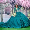 Emerald Green Ball Gown Quinceanera Dresses Applique Lace Tull Beading Vestidos De 15 Anos Quinceanera XV Brithday Sweet 16 Dress