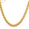 Chains U7 Wheat Twisted Rope Chain Necklace For Men Women 3/6/9MM Width 18-30inches HipHop Jewelry