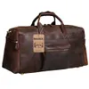 Berchirly Vintage Crazy Horse Orijinal Deri Erkekler Duffle Bagaj Seyahat Doğal Cowhide Büyük Hafta Sonu Çanta Hangbag LJ200922226J