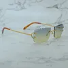 Lunettes de soleil coupe diamant Y2K Wire C Designer Carter Lunettes de luxe pour hommes Décoration sans monture Lunettes de soleil vintage Lunettes de soleil de conduite en plein air 828 Cadre doré