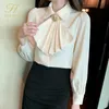 H Han Queen Spring Basic Shirt Frauen Blusen Vintage Arbeit Casual Tops Chiffon Bluse Koreanische Design Langarm Lose Shirt240226