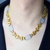 Olá hip-hop 14mm quadrado cluster cubano colar de corrente para homens mulheres hiphop link cor de ouro gelado zircônia moda rock jóias presente