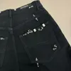 Męskie spodnie Plus Size Oversize Spodnie sportowe z rozdartymi i rozdartymi wydrukowanymi haftowanymi bawełnianymi spodniami 1T2O