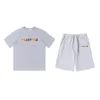 Trapstar T-shirt mode sport ensemble concepteur lettres brodées luxe noir, blanc, gris, arc-en-ciel mode sportive d'été