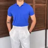 Men's Polos Polo Shirt Solid Knit Lapel Buttonless Short Sleeve Slim Fit Tee Thin Casual Retro Summer 2024