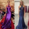 Halter Ingericht Gala Queen Jurk 2k24 Uitgerekt Satijn Lang Preteen Optocht Winter Formele avond Cocktailparty Runway Black-Tie Gala korset Lijfje Rozet Paars