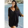 Partykleider Damen V-Ausschnitt Beachwear Beach Wear Cover Up Kaftan Damen Sommer Schwarz