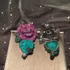 Fashion Green Leaf Heart and Red Rose Flower Luxury Earring Dangle 2103173031