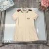 Crianças meninas estilo inglaterra vestidos de gola virada para baixo design de moda menina vestido polo crianças verão primavera roupas de bebê europeu