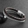 Charm Bracelets ZG Stainless Steel Men's Bracelet Leather Dragon Scale Wire Braided Magnetic Buckle Accessory Jewelry Couple