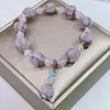 Strand Fashion Viola Smalto Bracciale in cristallo di loto da donna che desidera la festa di nozze braccialetti con perline regalo di gioielli di compleanno di un amico