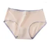 Kvinnors trosor Färg Kontrast icke-spår Mid-midjig Pure Cotton Underwear Women Dreattable Antibacterial Crotch Thin Triangle Pants