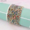 Bärade 5st/Lot Elastic Crystal Armband 2mm Charmig guldfärg Crystal Rhinestones Metal Bangle Armband Smycken DIY Gift till Summer YQ240226