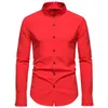 男性のヴィンテージフリルスタンドカラーシャツカジュアルロングスリーブウェディングプロムバンケットドレスシャツ240223