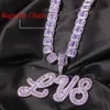 UWIN personnalisé deux tons pendentif nom collier lettres cursives glacé zircon cubique Baguettecz chaîne colliers Hiphop bijoux 240220